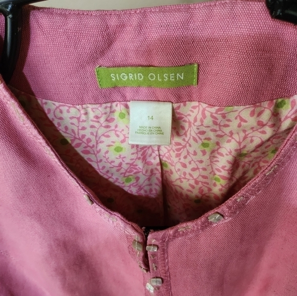 Sigrid Olsen Linen Blend Pink Lined   Sz. 14 Blazer Jacket - Picture 8 of 11